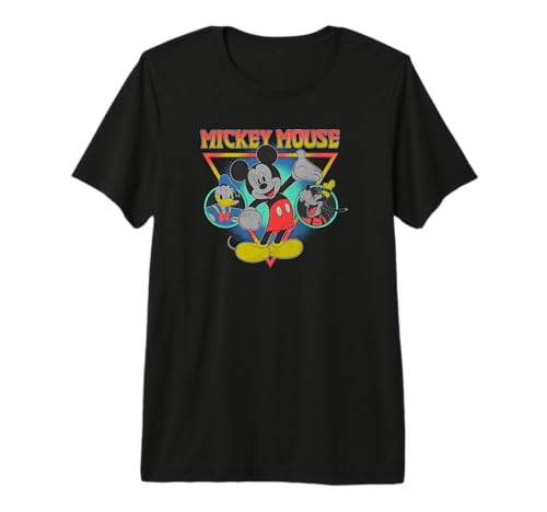 T-shirt Mickey premium au motif affiche géométrique Disney en coton de qualité supérieure