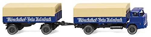 Preisvergleich Produktbild Wiking 041701 - Pritschenhängerzug (Henschel) "Mönchshof Bräu Kulmbach" (1:87)