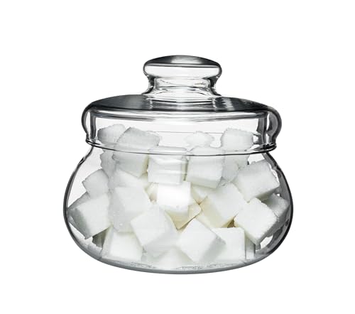 SIMAX Borosilicate Glass Sugar Bowl with Lid, 16 Ounce, Clear, Durable, Dishwasher Safe, Classic Style, Sugar Container, Coffee Beans, Nuts, Tea, Spices Holder, Made in Czech Republic