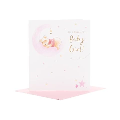 Winnie The Pooh New Baby Girl Card Cover