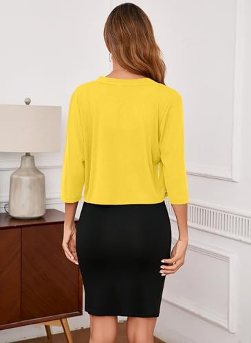 Image of Iandroiy Women's 3 /4 Sleeve Shrugs Lightweight Open Front Cropped Cardigan for Women