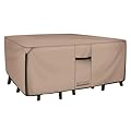 ULTCOVER 600D Tough Canvas Rectangular Patio Furniture Cover - Waterproof Outdoor Table and Chair Covers 64Lx52Wx28H inch