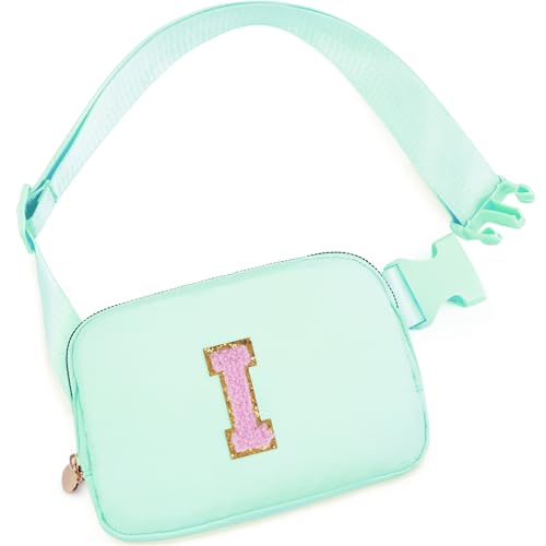Uygafly Gifts for Girls Kids,Initial Fanny Pack Crossbody Purse Green,I