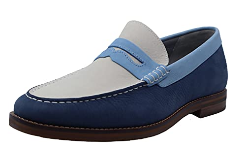 Sperry Men s Gold Cup Exeter Tri-Tone Penny Loafer, Light Blue White Navy, 9