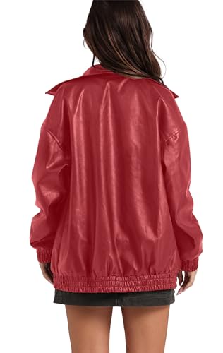 Image of Sampeel Leather Jacket Women Faux Oversized Motorcycle Bomber Coats 2026 Fall Fashion Outfits Winter Clothes
