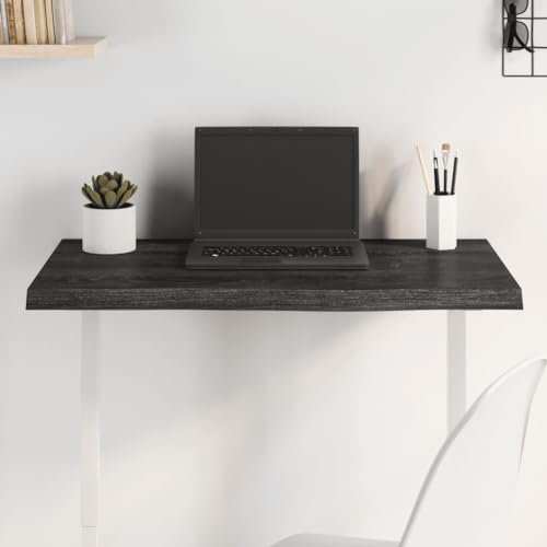 LAPOOH Tablero de mesa gris oscuro, 80 x 50 x 4 cm, roble macizo tratado, muebles, accesorios de mesa, tableros de mesa-3156420