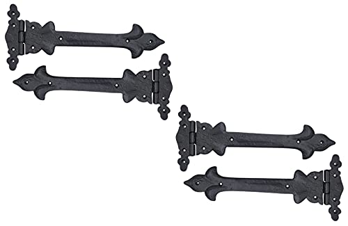 Image of Adonai Hardware Adonijah Antique Cast Iron Strap T Hinge (12 inch X 4 Pack, Matte Black) for Barn Doors, Gates, Shutters, Garages, Wooden Box, Fences, Sheds, Furniture, Chest and Trunks