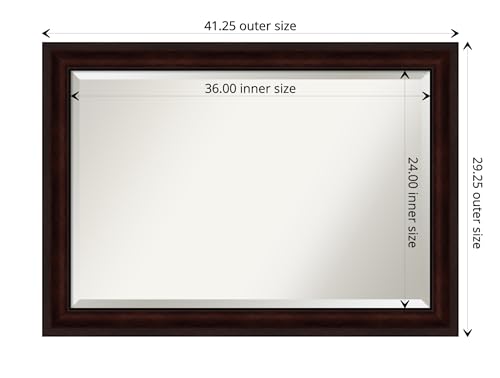 Image of Amanti Art Framed Vanity Mirror | Bathroom Mirrors for Wall | Coffee Bean Brown Mirror | Wall Mounted Mirror | Large Mirror | 29.25 x 41.25 in.