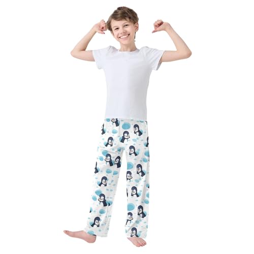 Penguin Winter Ice Boys Long Pants Soft Trousers Elastic Waist Kids Lounge Bottoms with Pockets S-XL2