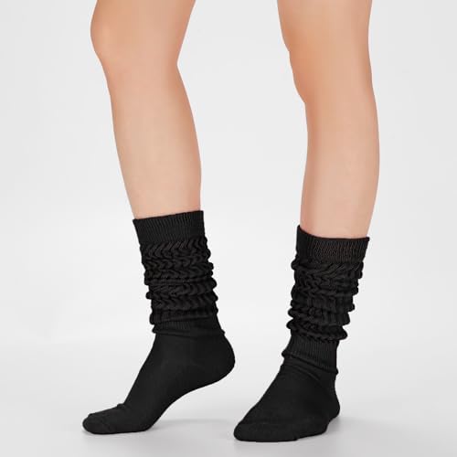 Image of Forwe 3 Pairs Slouch Socks for Women Size 9-11 Soft Extra Long Scrunch Knee High Boot Socks