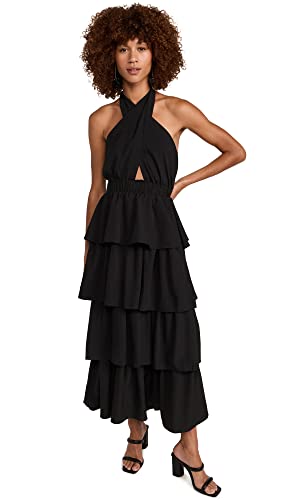endless rose Women's Crossed Halter Neck Tiered Maxi Dress