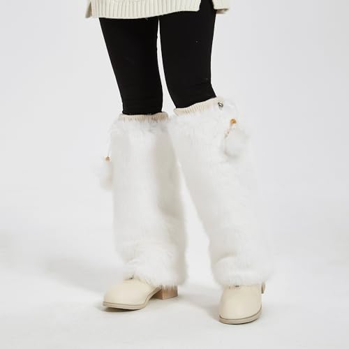 Image of Fur Leg Warmers Furry Faux Fur Winter Leggings Boot Cuffs Toppers for Women