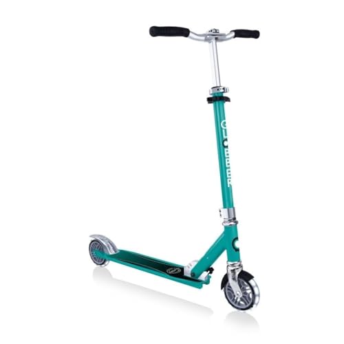 GLOBBER Flow Element Lights – Tretroller, 125 mm, ABEC 9, höhenverstellbar, Klappmechanismus, LED-Leuchtrollen, jadegrün