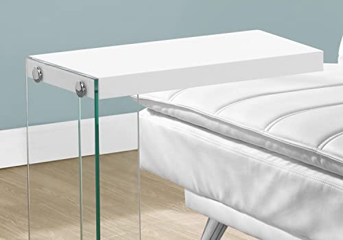 Monarch Specialties , C Table - Tempered Glass Accent Table, Glossy White C-Table - Thumbnail 4