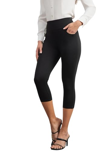 heipeiwa Women's Capri Pants Dress High Waist Pull on Comfort Stretch Slim Business Work Casual Capris