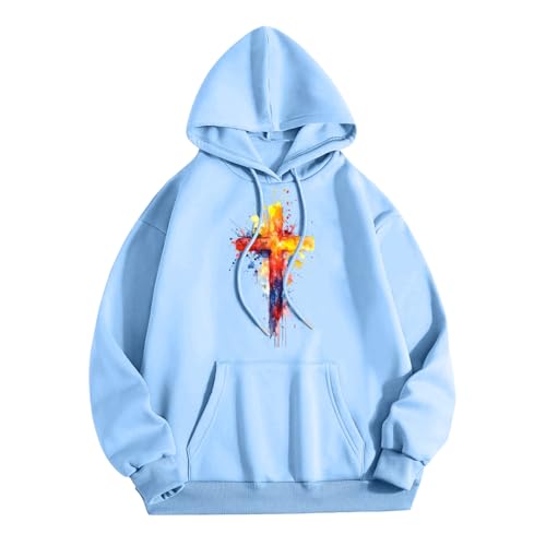 Christian Hoodies for Men | Christian Hoodie Colorful Cross Printed | Loose Fit Pullover Casual Fall Winter Tops4