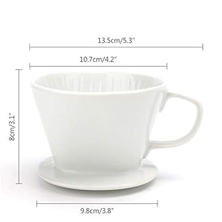 Segarty Pour Over Coffee Maker, White Ceramic Coffee Dripper Single Cup, Drip Coffee Maker Slow Brewer with 3 Holes Flat Bottom for Home, Office, Travel, Camping，Gift for Coffee Enthusiast