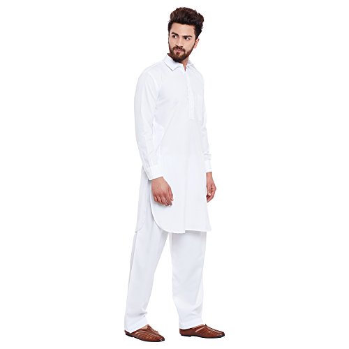 Image of SOJANYA (Since 1958 Men's Soft & Comfortable Cotton Blend Solid Pathani Set-Perfect for Eid & Holi Celebrations