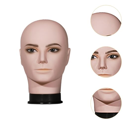 Kokiya Cabeça de manequim careca masculina, suporte de exposição de apliques, adereços de exposição