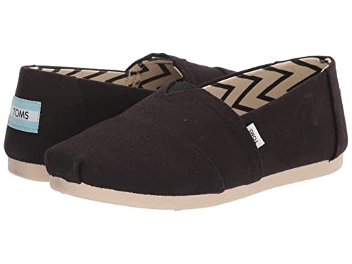 TOMS Women's Alpargata Recycled Cotton Canvas Loafer Flat, Black, 12