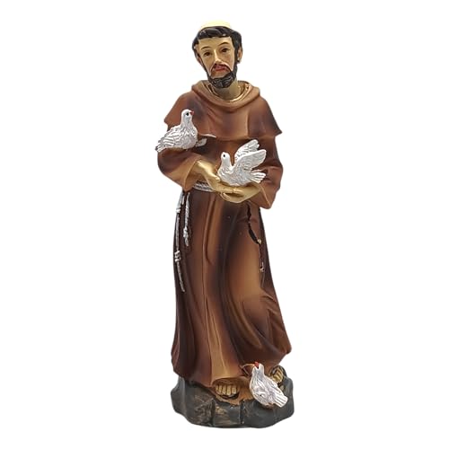 Generico Estatua de San Francisco de Asís de resina decorada a mano, 13 cm