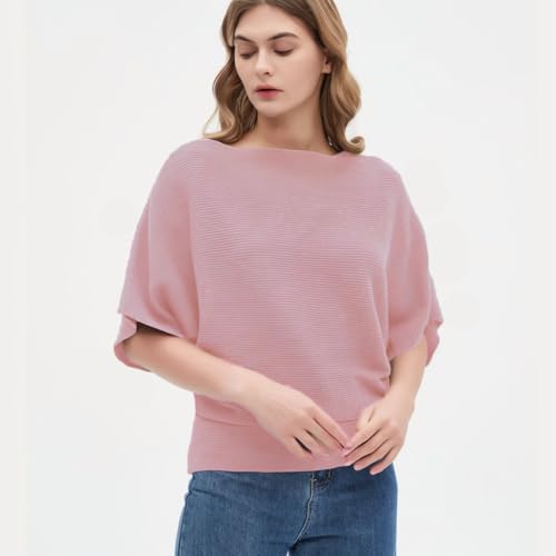 Image of EDSTAR Women Dolman Batwing Sleeves Knitted Sweaters Winter Boat Neck Pullovers Tops