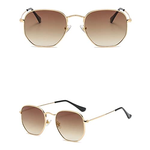 Lunettes de soleil carrées polygone contre l'éblouissement monture métal rétro confortable