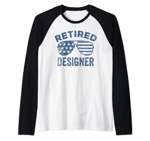 Funny Retirement Design Vintage Sunglasses USA Flag Men Dad Manche Raglan