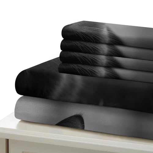 Housse de couette chat noir impression 3D microfibre de qualité - 7