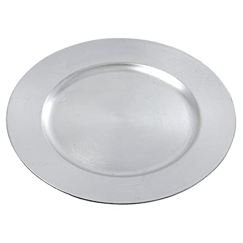 Acan Tradineur - Bajoplato Redondo Reutilizable de plástico - Plato Llano Decorativo – Bandeja para presentación de Dulces de Navidad, turrón, Pasteles - Ø 33 cm – Color Plateado