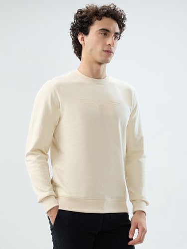 Image of Park Avenue Men Slim Fit Solid Pattern Cotton Polyester Blend Round Neck Full Sleeve Casual Sweatshirt