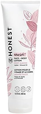 The Honest Company Hydrating Face + Body Lotion | Fast Absorbing, Naturally Derived, Hypoallergenic | Sweet Almond Nourish, 8.5 fl oz