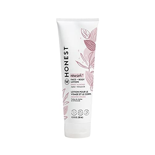 Image of The Honest Company Hydrating Face + Body Lotion | Fast Absorbing, Naturally Derived, Hypoallergenic | Sweet Almond Nourish, 8.5 fl oz