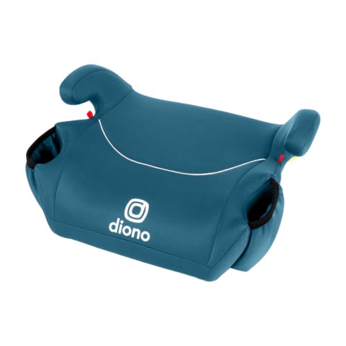 Image of Diono Solana, No Latch, Single Backless Booster Car Seat, Lightweight, Machine Washable Covers, Cup Holders, Blue Razz Ice