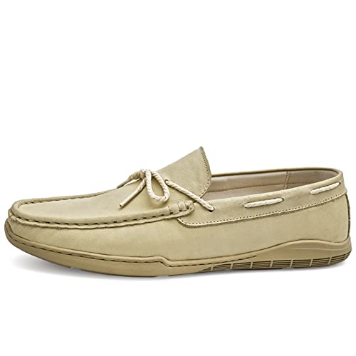 Loafers for Men Deck Shoes 1-Eye Genuine Leather Stitching Details Round Toe Flat Heel Flexible Anti-Slip Party Prom Slip On3