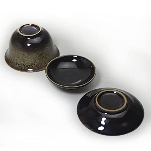 Image of Liang baobao Porcelain Gaiwan 5.6oz Tea Cup Color Glazed Cups Tureen Chinese Teacup Sancai Cover Bowl Lip Saucer Set (brown)