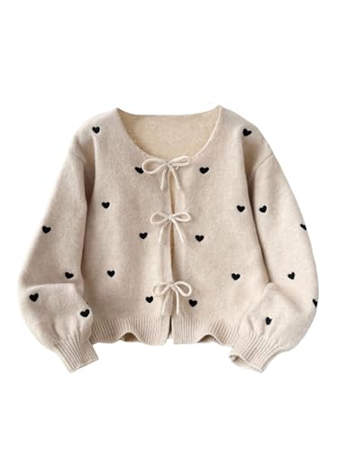 10 Best Girls Heart Sweaters That Are Perfect for Layering Up 5 Girl's Heart Print Cardigan Sweater with Bow Button