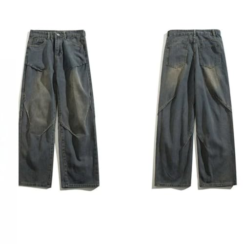 Men’S Flare Leg Vintage Denim Jeans with Zipper Fly Mid Waist Straight Fit Casual Streetwear Pants3