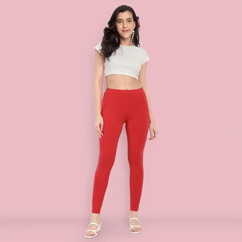 Image of ONE SKY Women Full Length Leggings | Cotton Modal Spandex Blend | High Waist Stretchable & Bio-Washed Fabric | Colour-Lock Technology | Comfortable Leggings for Women