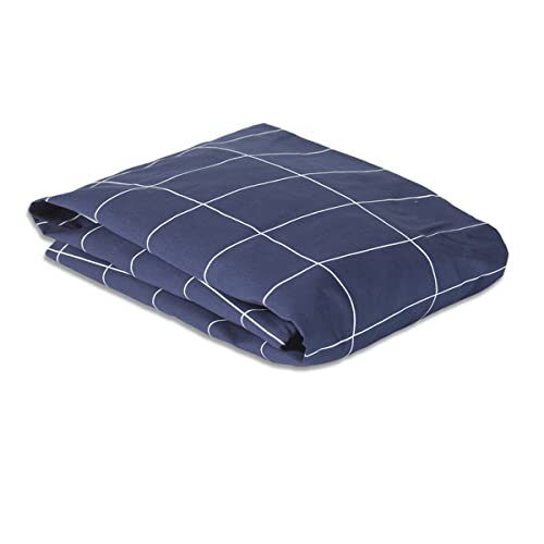 Lençol Avulso Com Elástico para Solteiro 100% Algodão Percal 200 Fios Grid Azul Marinho
