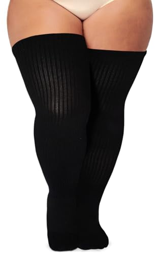Image of Plus Size Thigh High Socks for Women Thick Thighs Cotton Knit Extra Long Over the Knee Leg Warmer