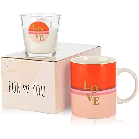 Juego de taza con inscripción "LOVE" y vela de vainilla Cover
