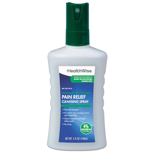 Maximum OTC Strength Pain Relief Cleansing Spray | First Aid Antiseptic | 4% Lidocaine + 13% Benzalkonium | No Sting Formula | 5 fl oz