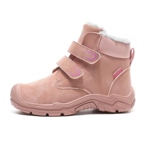 Kids Boy Girl Water Resistant Leather Warm Winter Boots for Snow Walking Hiking Cold Weather3