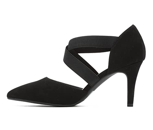 City Classified Comfort Women's Pointy Toe Mid Heel Pump Shoe Black Nub 9