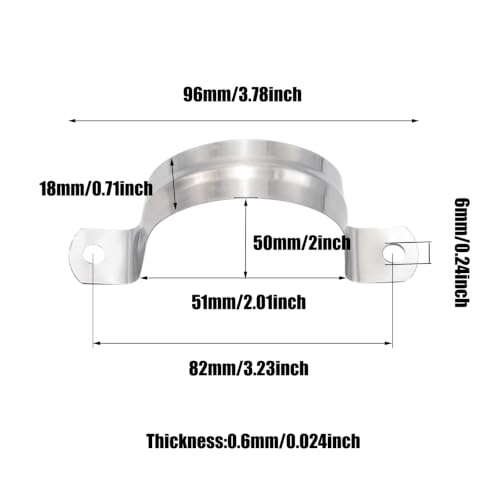 Image of 32Pcs 50mm / 2 inch Stainless Steel U Bracket Pipe Clamps | Conduit Clamps, Rigid Pipe Strap, Two Hole Cable Strap, Fit for Tube, Wire Cord, Pipe (OD 50mm / 2 inch is not ID 50mm / 2 inch)