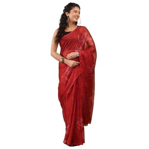 Image of Garden Vareli Floral Print Chiffon Saree