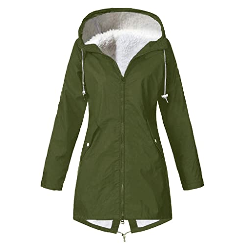 Chaqueta impermeable mujer cortavientos y cálida para invierno verde M