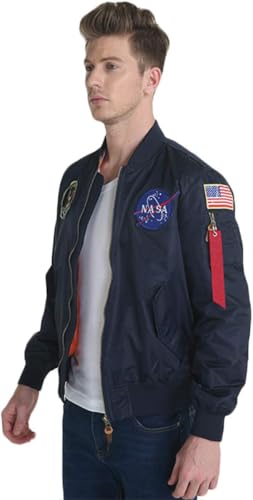 Image of CORIRESHA Mens Apollo NASA Patches Slim Fit Bomber Jackets Windbreaker