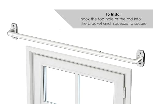French Door Curtain Rod Adjustable 18'-32', Wrap Around Cafe Curtain Rod 5/8' Diameter, Screwed Sash Rods for Door Window, White, 2 Pack